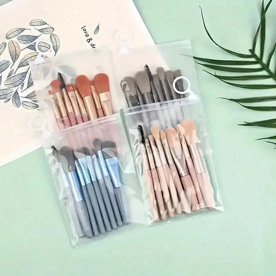 8Pcs Mini Multipurpose Makeup Brush Set Portable Cosmetic Tool For Blush Highlighter Eyeshadow Powder Concealer Daily Beauty Accessory For Women Tri Light Beauty