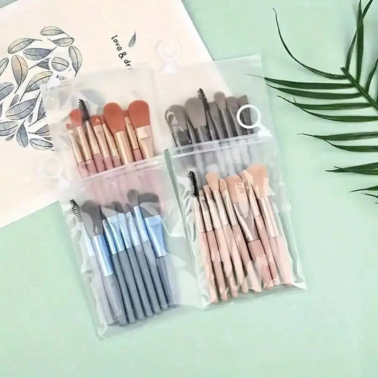 8Pcs Mini Multipurpose Makeup Brush Set Portable Cosmetic Tool For Blush Highlighter Eyeshadow Powder Concealer Daily Beauty Accessory For Women Tri Light Beauty