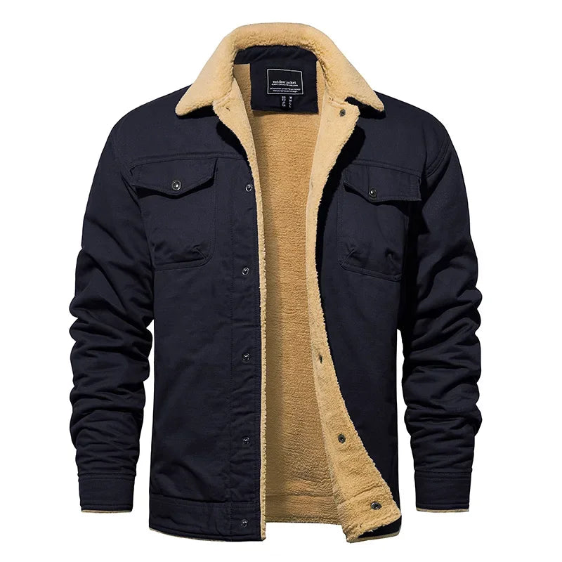 EKLENTSON Winter Fleece Hiking Jackets Men Thermal Windproof Coat Outdoor Thick Warm Cotton Cargo Work Jacket Travel Outerwear Pi-Mart