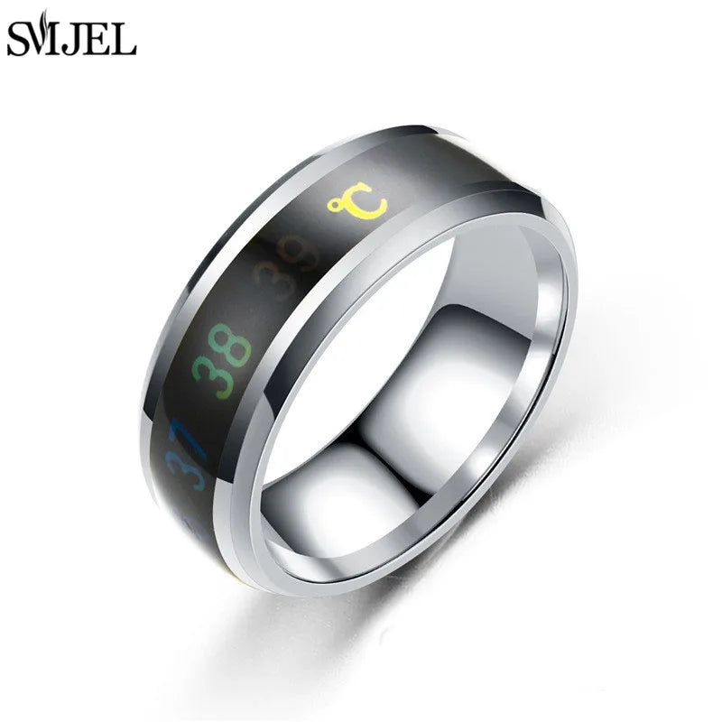 Smart Sensor Body Temperature Ring Man Women Multifunctional Stainless Steel Display Real-time Temperature Test Finger Rings Pi-Mart
