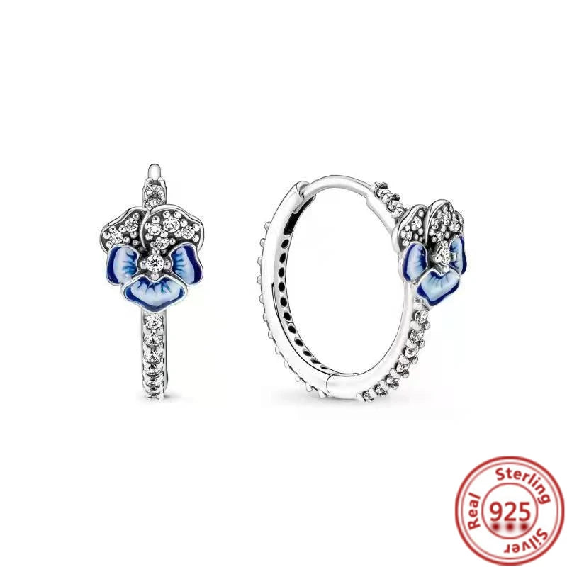 Hot Sale 925 Sterling Silver Heart Earrings Fit Original Charms Hoop Earrings For Women Girls Stud Earring Fine Jewelry Gifts Pi-Mart