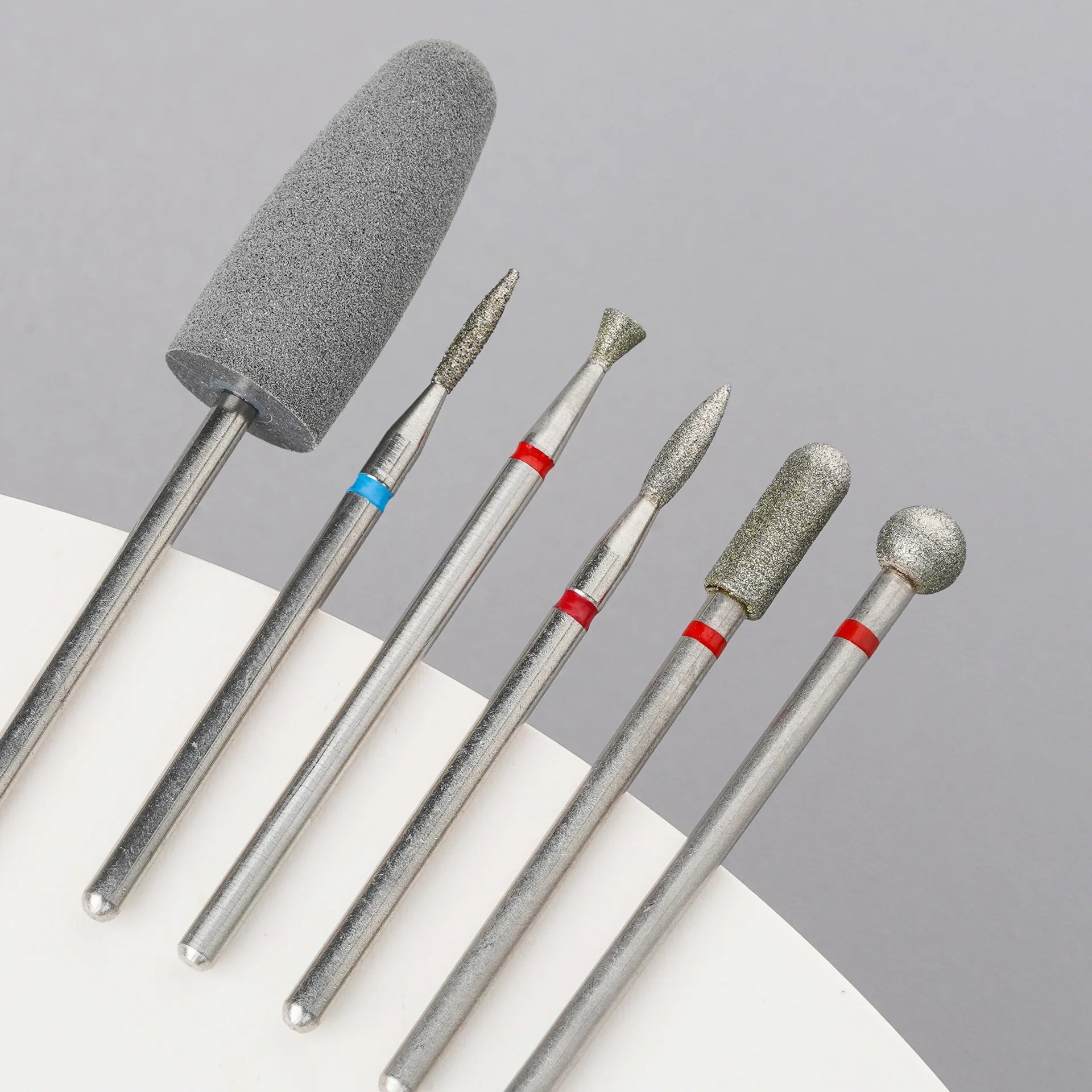 6pcs/set Diamond Sand Nail Files Drill Cuticle Polishing Bit Nail Grinding Head Electric Manicure Set for Removing Acrylic Tri Light Beauty