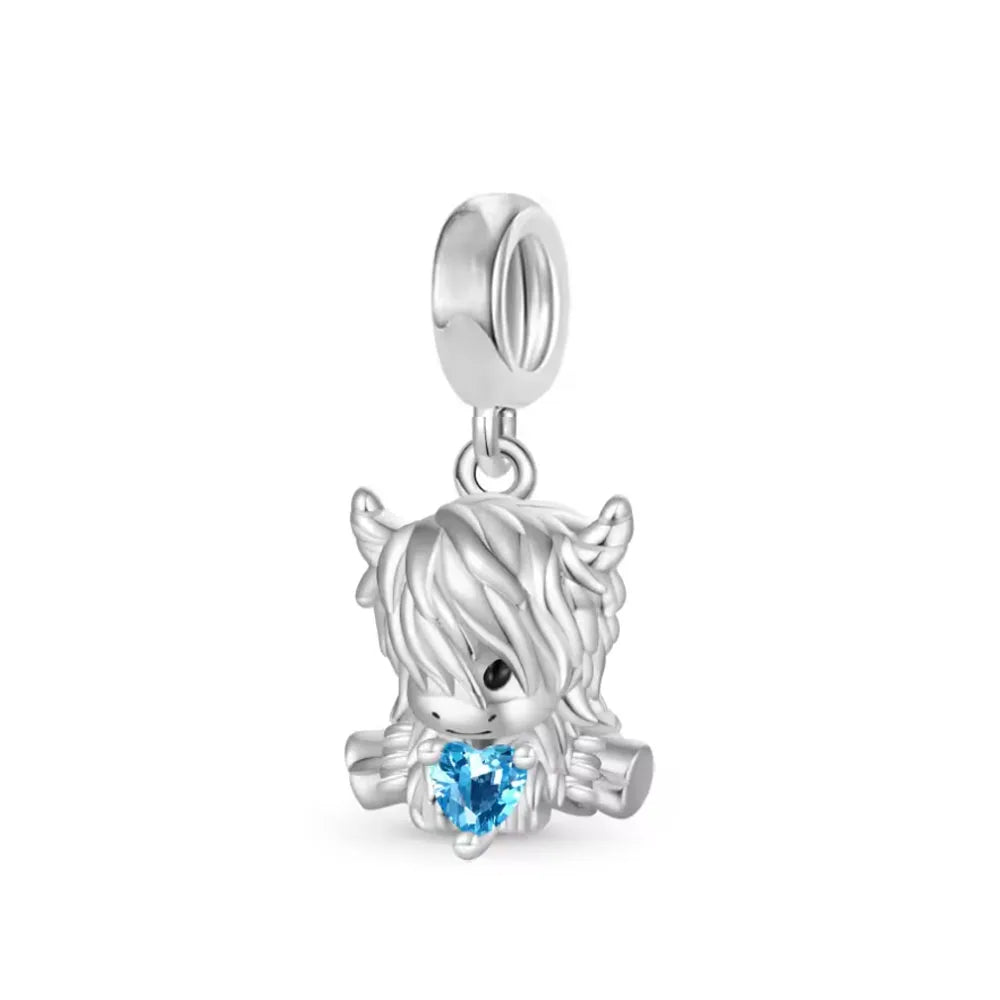 Fashionable 925 Sterling Silver Highland Cow Animal Pendant Suitable for Bracelets, Necklaces, DIY Women's Jewelry Accessories Pi-Mart