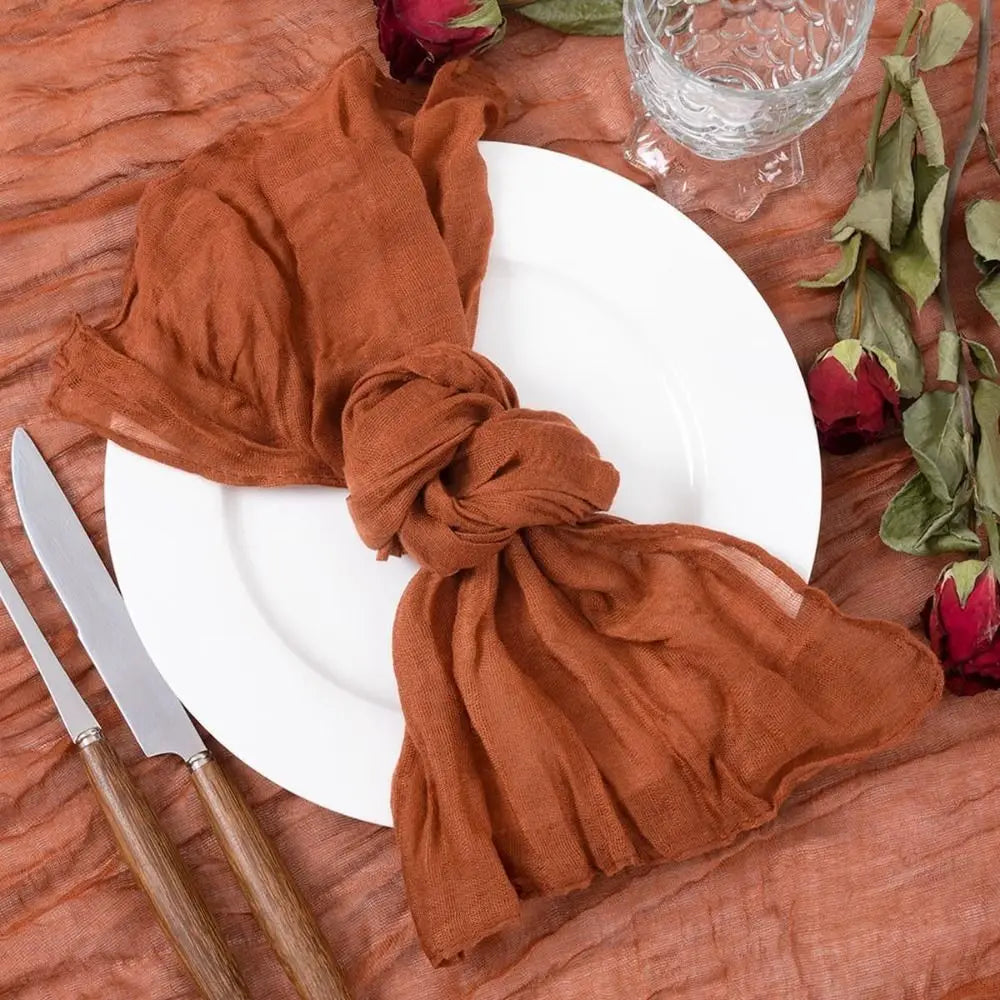 Party Supply Table Decoration Gauze Napkin Soft Thin Cotton Napkin Retro Reusable Placemats Hotel Pi-Mart