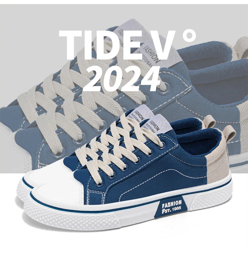 Canvas shoes four seasons men's casual shoes students flat shoes fashion soft-sole outdoor walking shoes youth Joker board shoes Pi-Mart