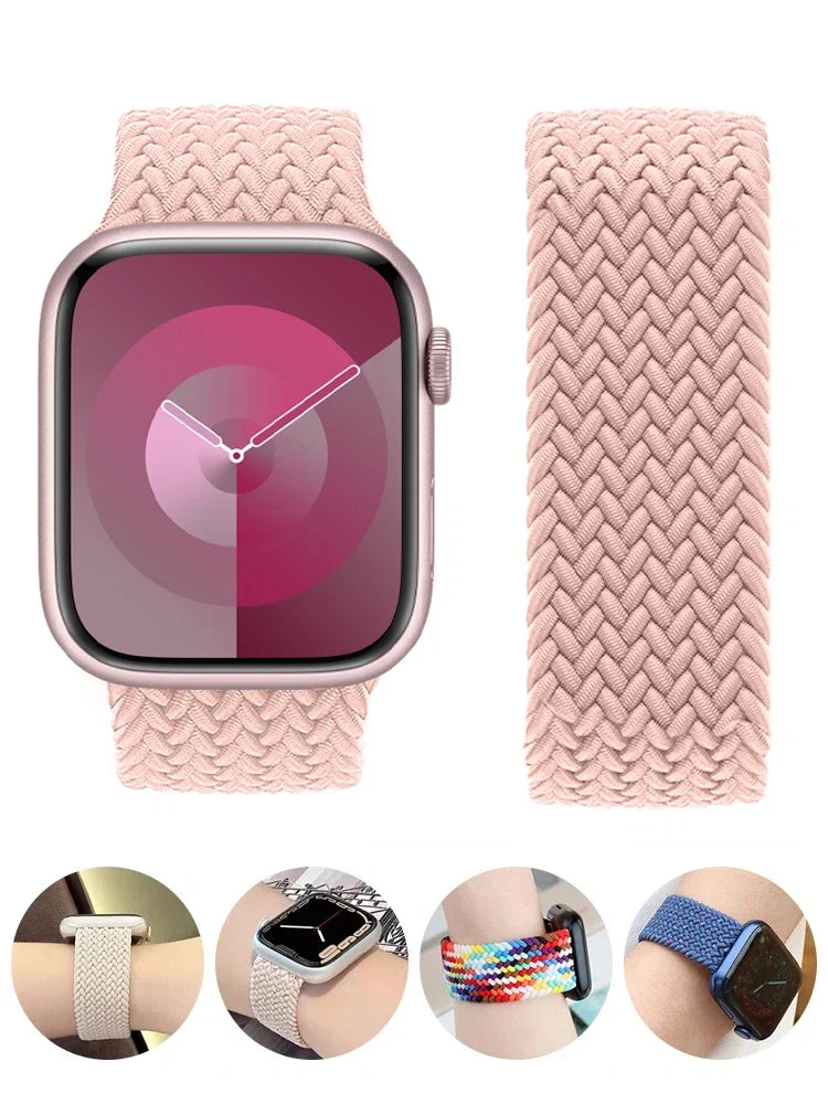 Braided Solo Loop For Apple watch Band 46mm 44mm 45mm 42mm 40mm 41mm Bracelet correa iwatch Series Ultra 2 11 10 9 SE 8 7 Strap LadyShow.Store