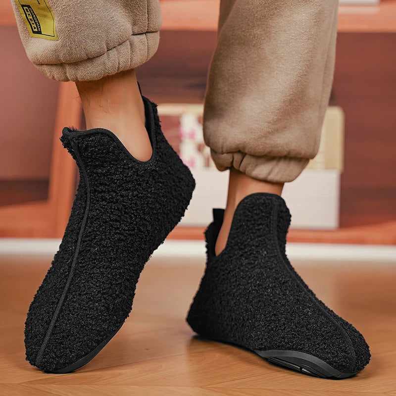 New Men Winter Slippers High Quality Light Weight Disign Shoes Fashion Women Plush Slipper Warm Slip on Casual Shoe for Couples Pi-Mart