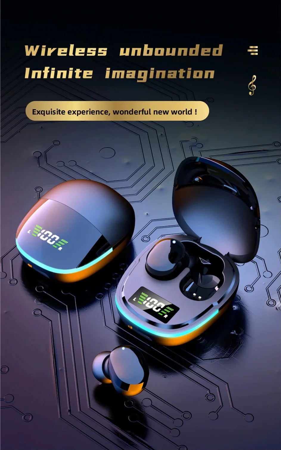 G9S Bluetooth 5.1 In Ear Wireless Earbuds LED Power Display Low Latency Gaming HiFi Stereo Sports Headphones Pi-Mart