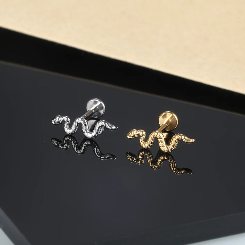 1Pc G23 Titanium Cartilage Stud Earrings for Women Lip Stud Labret Piercing Helix Daith Piercing Body Jewelry Pi-Mart