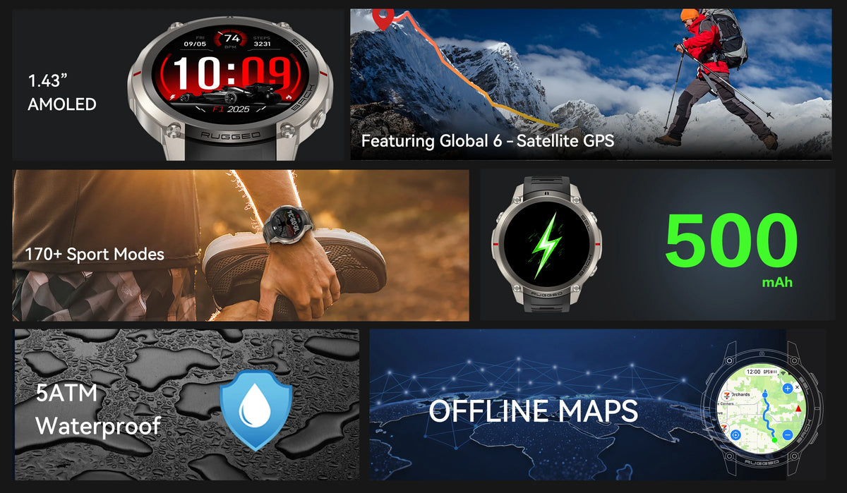 2026 Military Satellite Offline Map GPS Smart Watch Men 1.43''AMOLED Bluetooth Call Compass 5ATM Waterproof 170+Sport Smartwatch Pi-Mart