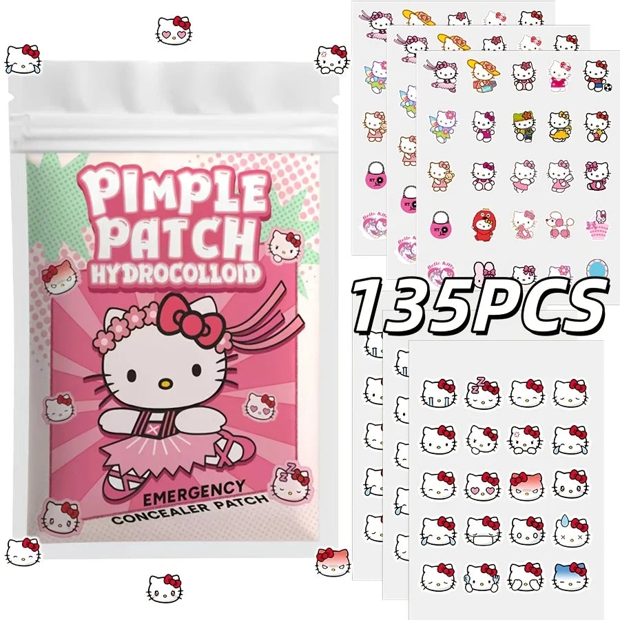 45/135PCS Sanrio Hello Kitty Cartoon Pimples Defect Patch - Invisible Hydrocolloid Acne Patch, Facial Decoration Patch, LadyShow.Store