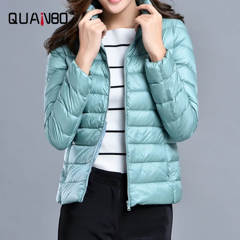 Women Spring Jacket Fashion Short Ultra Lightweight Packable Puffer Coats 15 Colors Female Down Warm Korean Slim Fit Parkas 5XL LadyShow.Store