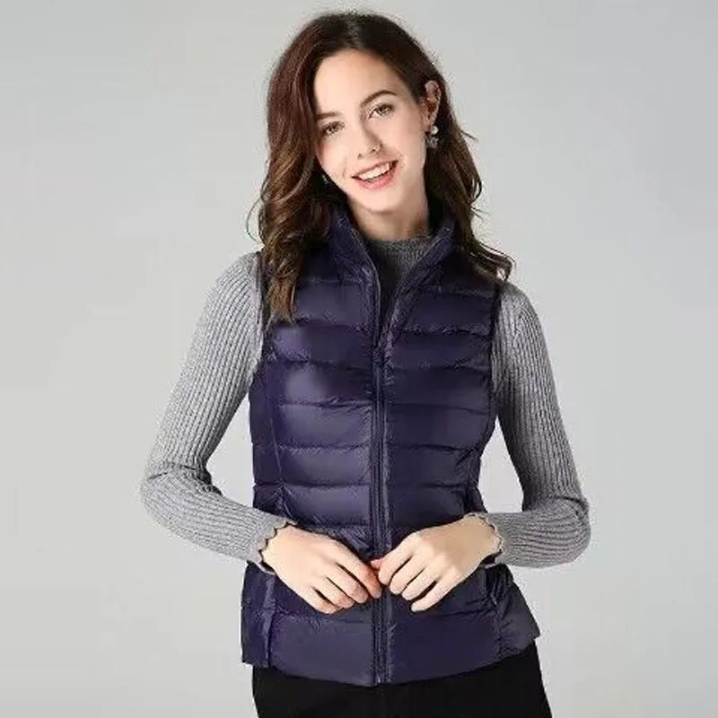 2026 White Duck Down Jacket Women Vest Autumn Winter Sleeveless Waistcoat Warm Lightweight Puffer Jacket Female Tops Outwear LadyShow.Store