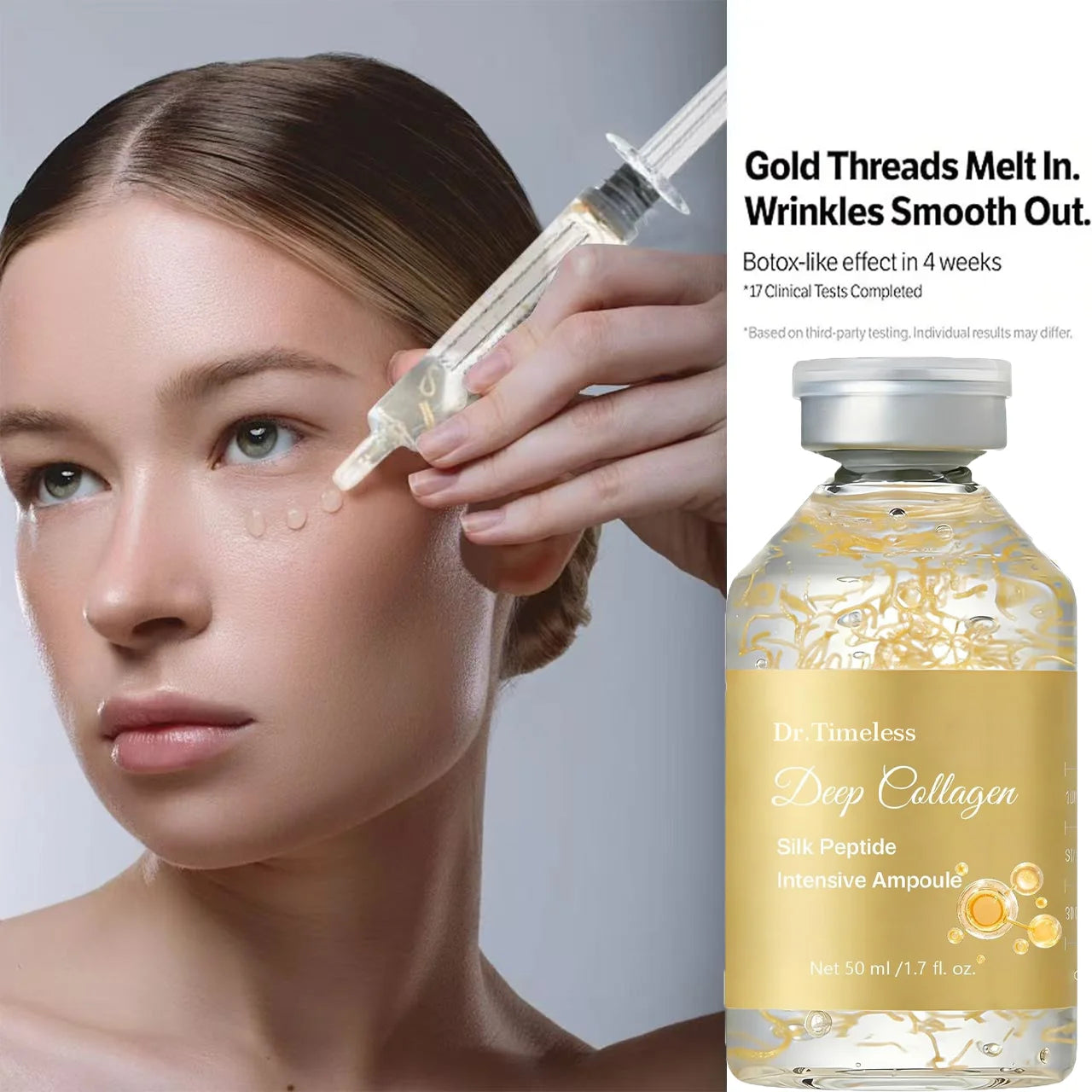 Silk Peptide Ampoule | Anti-Aging Serum with Collagen & 30 Peptide Complex for Intensive Lifting, Skin Tightening & Firming Pi-Mart