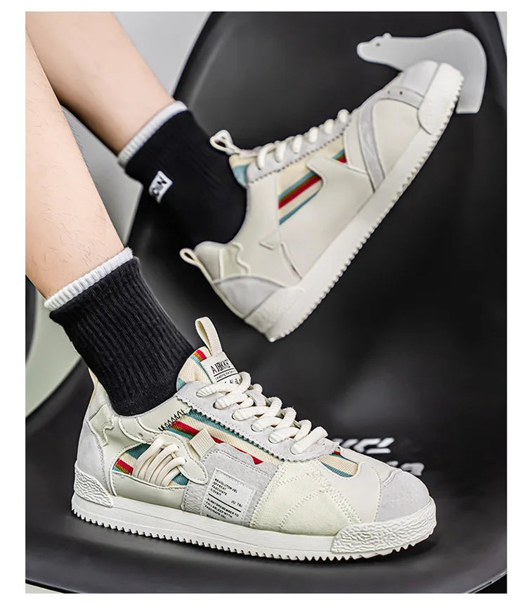 Large Size Men's White Sneakers Autumn Comfortable Non Slip Running Shoes Luxury Soft Sole Fashion Lace Up Outdoor Casual Shoes Pi-Mart