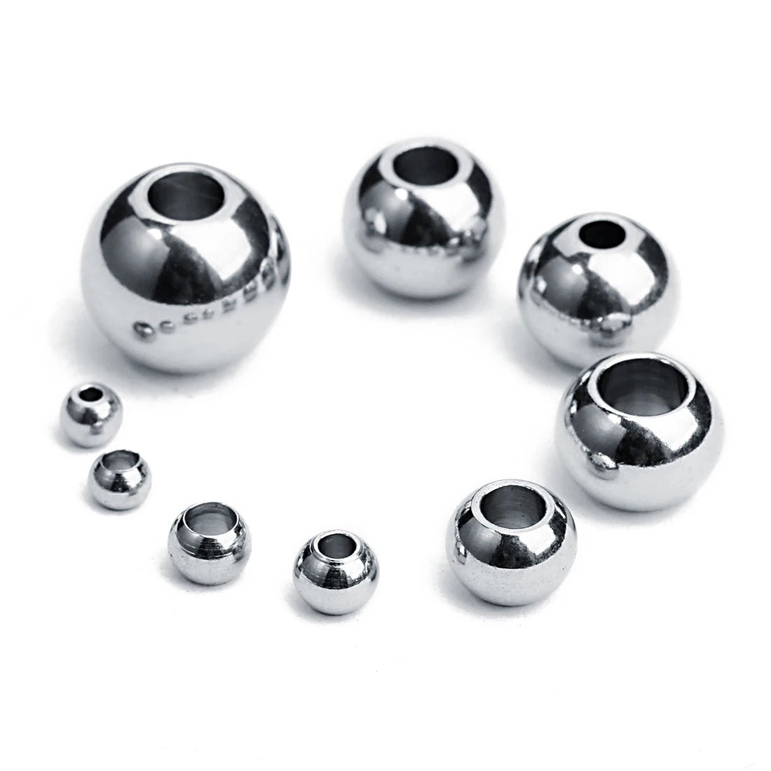 2-10mm High Quality Stainless Steel Beads for Jewelry Making Loose Spacer Beads DIY Bracelet Necklace Bracelets Wholesale Pi-Mart
