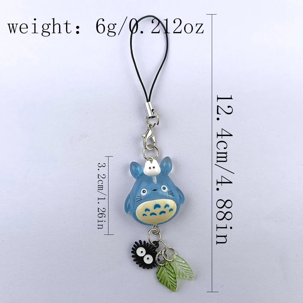 Kawaii Blue Animal Totoro Phone Charm Soot Sprite Keychain Woodland Anime Cat Cosplay Pendant Accessories Handmade Y2K Gift Pi-Mart