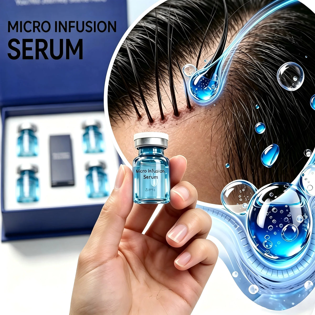 Microneedle Hair Regrowth Care Kit, Scalp Serum Deep Nourishing Hydrating Calming Treatment Strengthen Hair Follicles Hair Care Pi-Mart