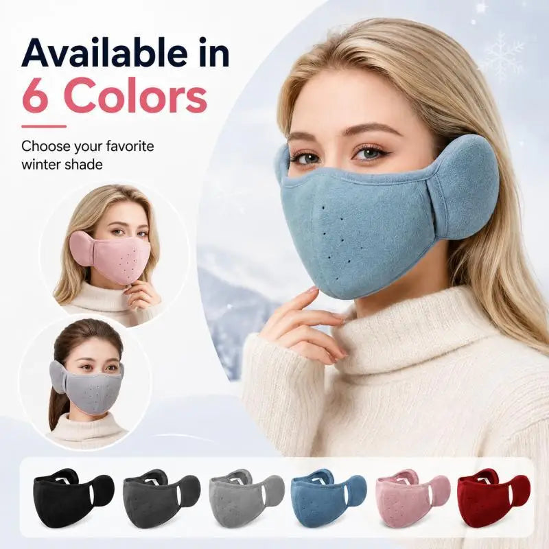 2-in-1 Earmuff Face Mask, Winter Ear Warmer for Women Men, Breathable Face Cover for Outdoor Walking Cycling Skiing Pi-Mart