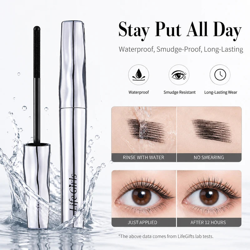 Life girls Waterproof Eyelash Primer Mascara, Lengthening Curling Lash Base, Smudge-Proof Long Lasting Black Brown Eye Makeup Pi-Mart