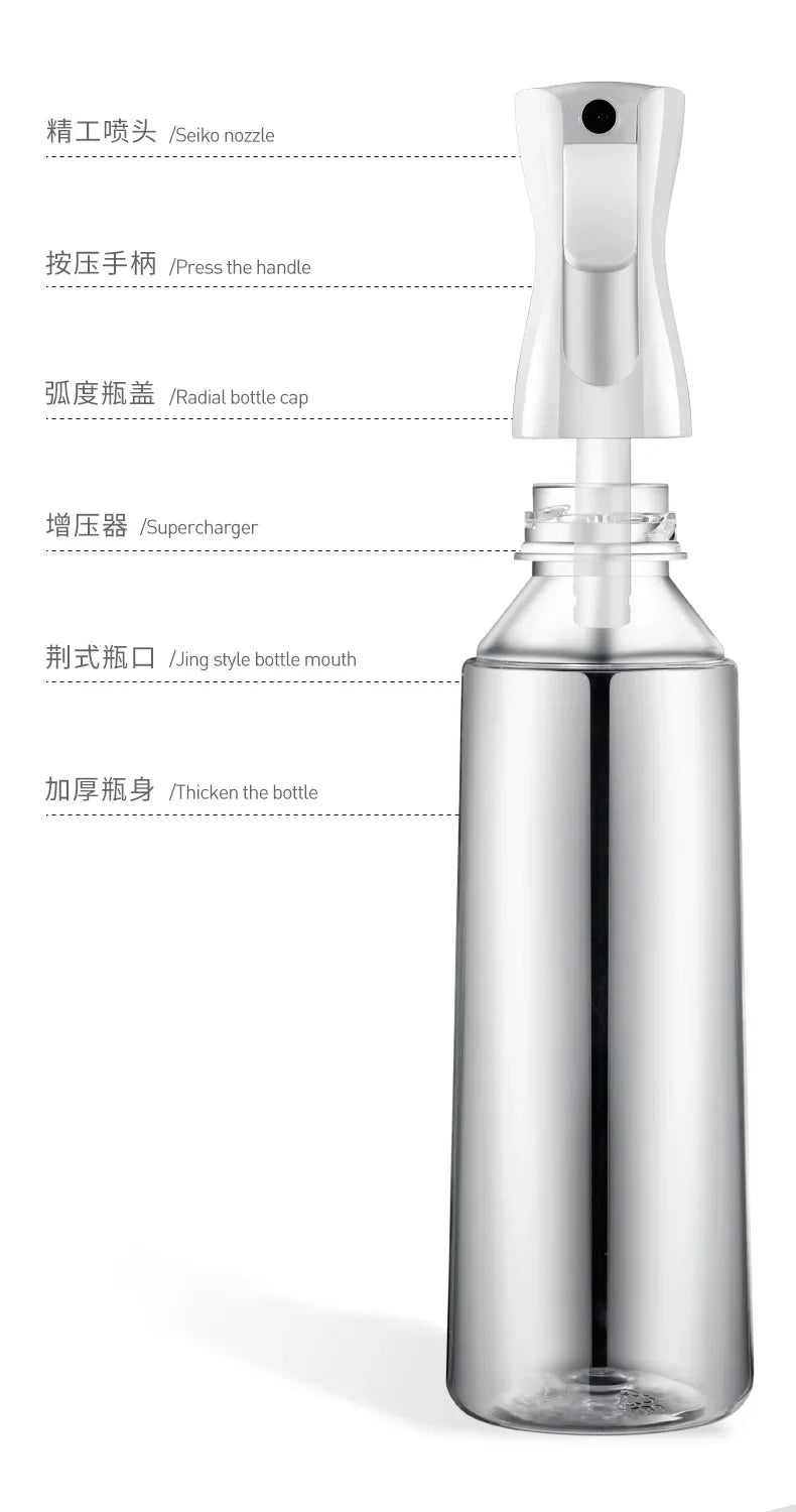 500/300/200ml Hair Spray Bottle Refillable Bottles Continuous Mist Watering Can Automatic Salon Barber Water Sprayer Hair Tools Tri Light Beauty