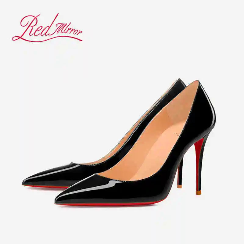 Women Heels Naked Color Women's Elegant High Heel Luxury Black Shoes Woman 2026 Red Shiny Bottoms Pointed Toe Party Ladies Women Pi-Mart
