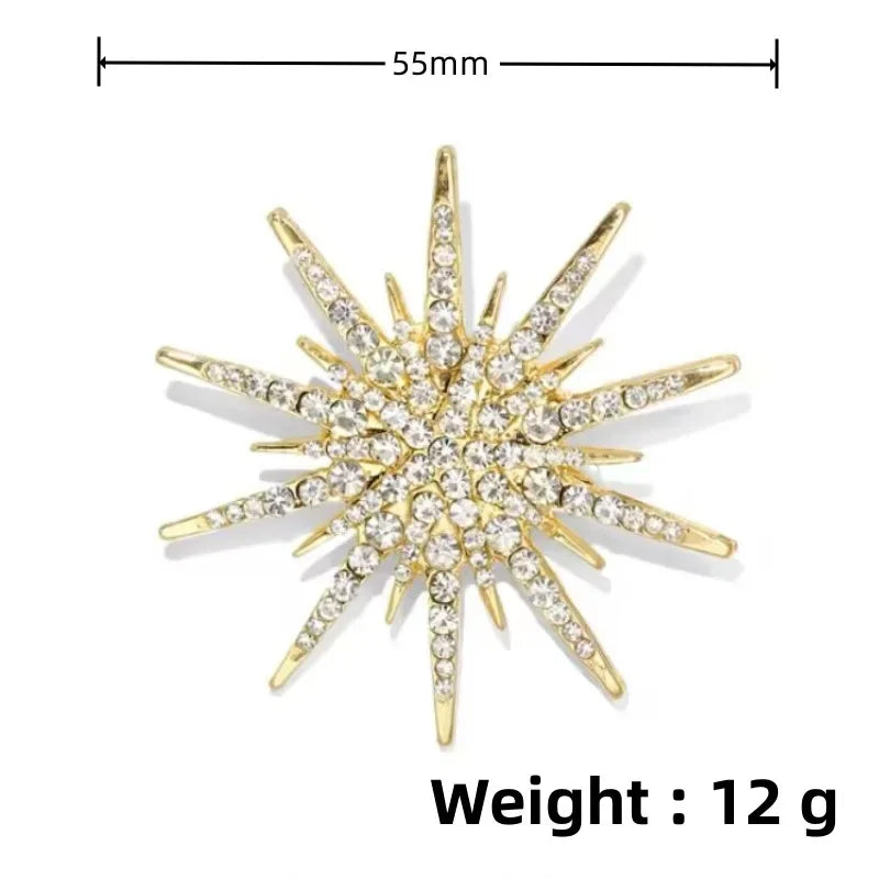 Rhinestone Hexagram Brooches for Women Men Fashion Starburst Metal Lapel Pin Clothes Accessories Office Leisure Jewelry Gift Pi-Mart