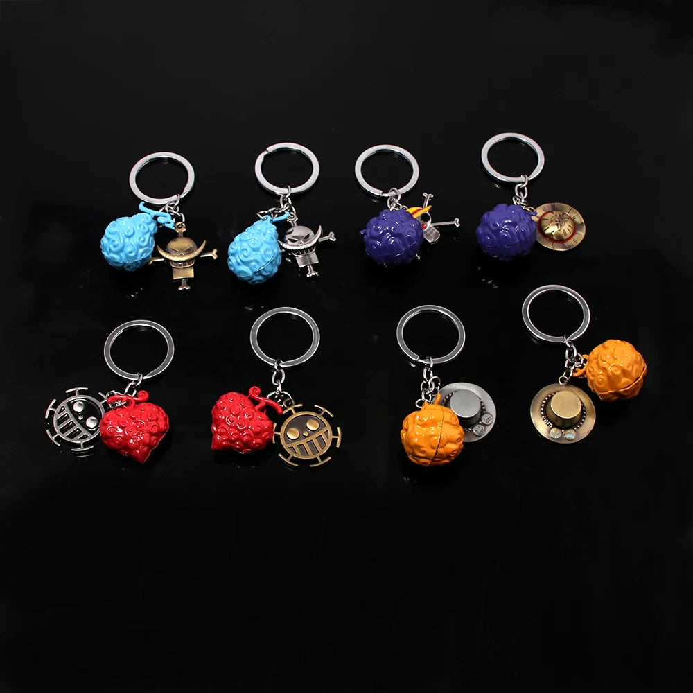 One Piece Luffy Straw Hat Keychain Rotatable Zoro Skull Metal Pendant Role-Playing Decorative Accessories Fan Jewelry Gift Pi-Mart