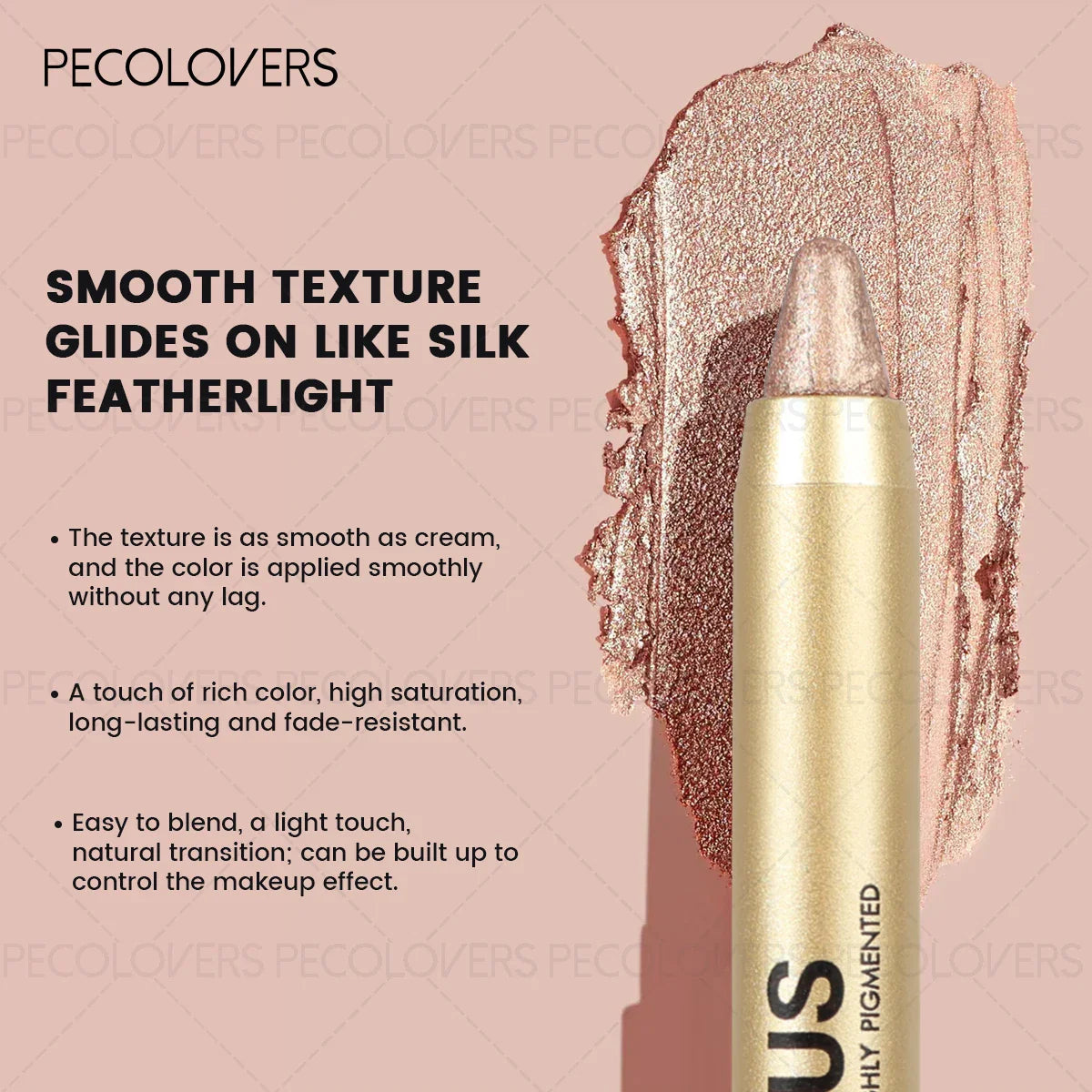 Smudge-Proof & Waterproof Eyeshadow Stick,Dual-Ended Eye with Shadow Stick,Sponge Brush,Glitter & Matte Finishes Tri Light Beauty
