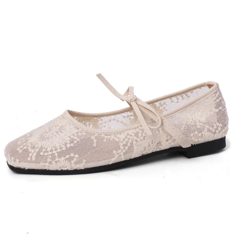 2026 Spring Lace Women Mary Jane Shoes Fashion Slip On Comfort Street Style Soft Sole Female Dress Flats Shoes LadyShow.Store