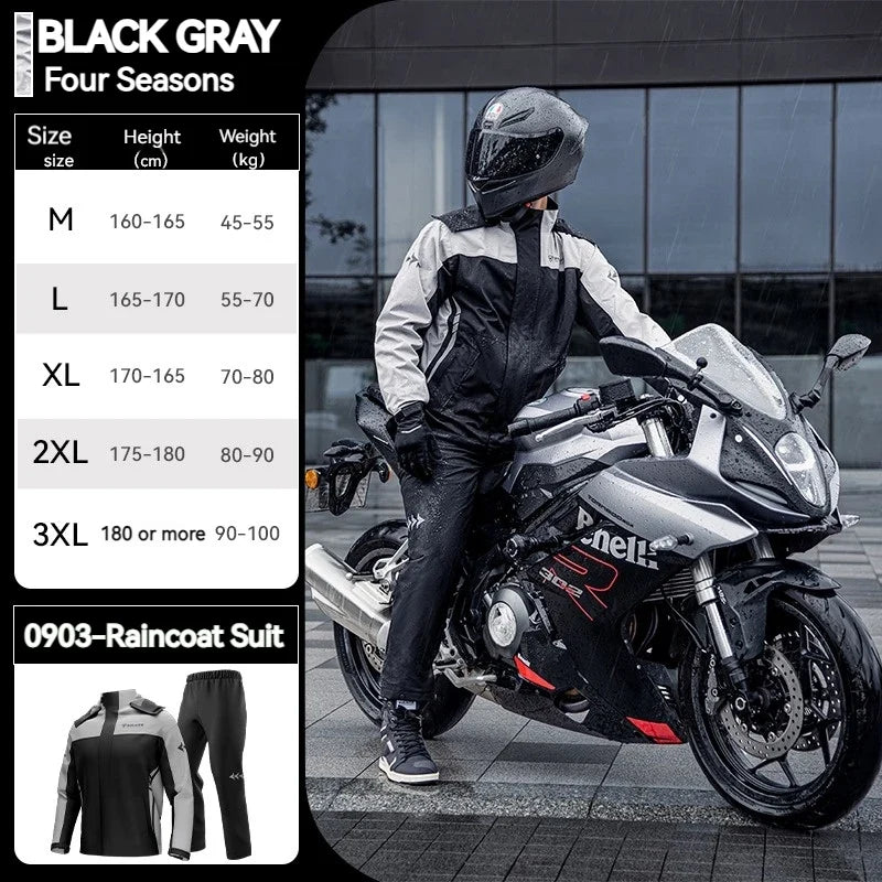 SULAITE Motorcycle Raincoat Suits Men Waterproof Rain Gear Rain Jacket Reflective Work Rain Coats Lightweight Hiking Rainsuit LadyShow.Store
