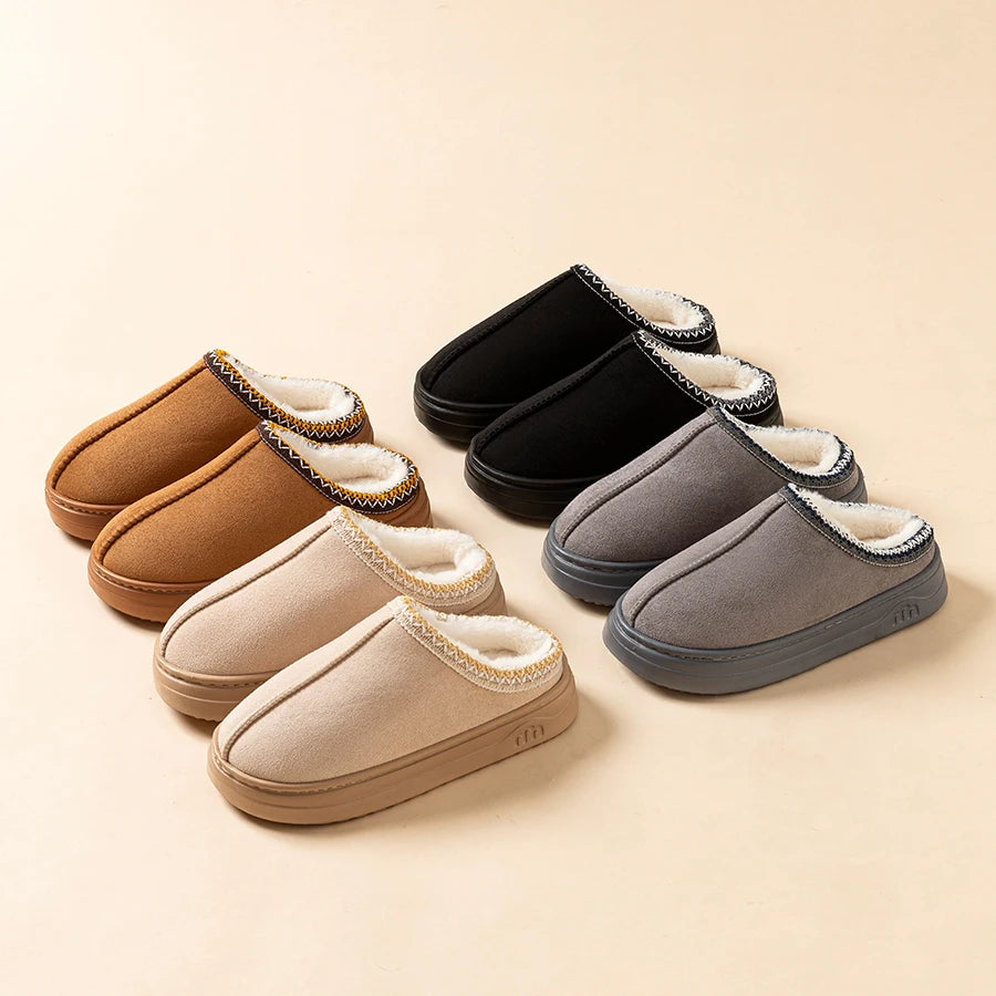 Winter Women's Slipper Fashion Fuzzy Fur Anti-slip Soft Sole Outdoor Indoor Warm Comfort Men Leisure Plush Houseshoes Couple Pi-Mart