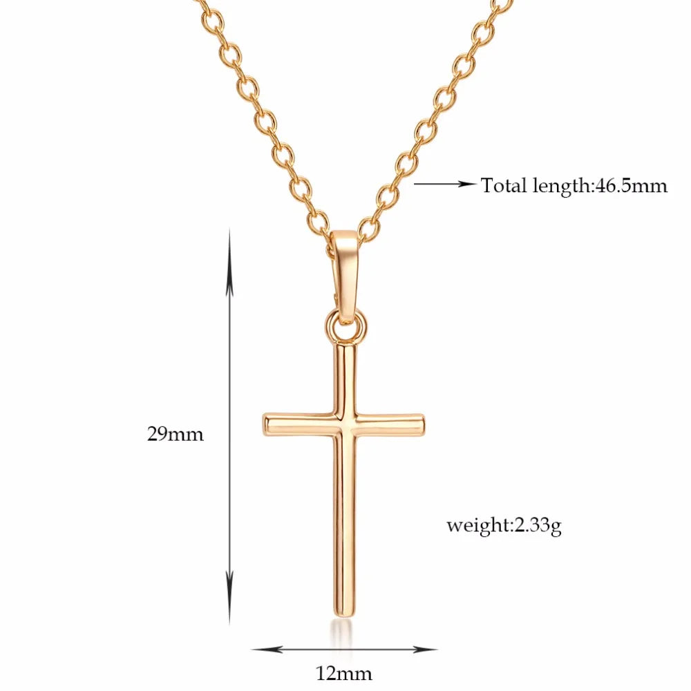 Fashion Christian Jesus Cross Necklaces Silver Color Long Chain Simple Pendants For Women Men Jewelry Gifts Dropshipping Pi-Mart