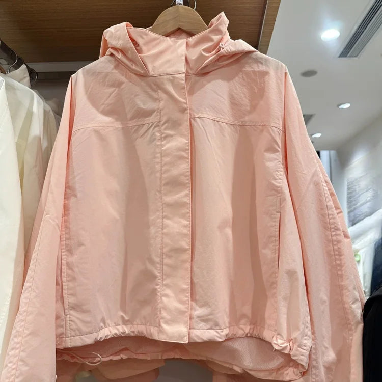 Mumaroho 2026 Autumn Winter Women Windbreaker Jacket Windproof Solid Long Sleeve Outdoor Sport Hooded Thin Coat Jacket For Women Pi-Mart