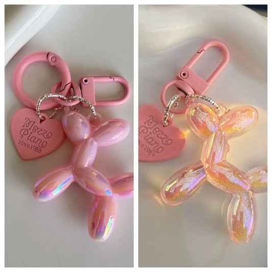 Cute Acrylic Cartoon Balloon Dog Keychains for Women Y2K Bag Pendant Couple Car Key Chains Jewelry Gift Decoration Accessories Pi-Mart