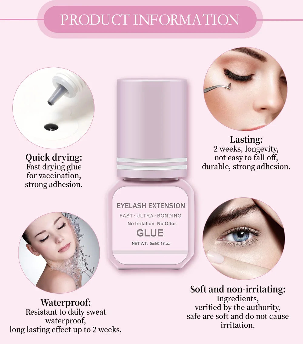 Professional DIY Waterproof Eyelash Extension Glue Quick Drying Strong Hold Long Lasting 14 Days for Home Use Low Smell eyelasah LadyShow.Store