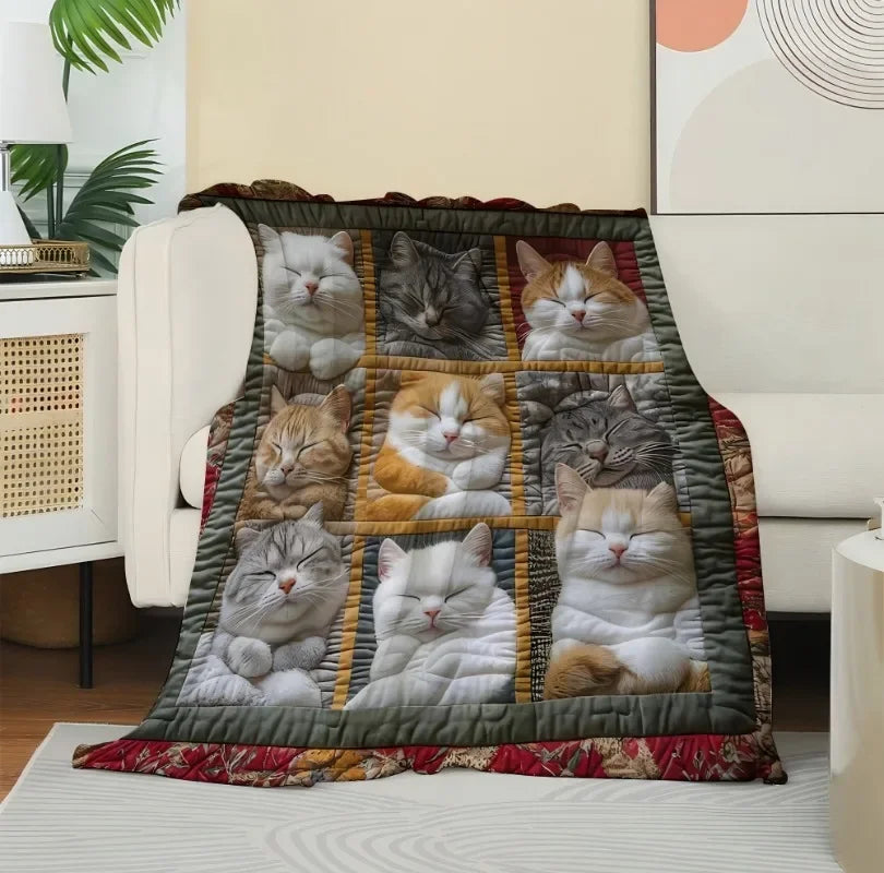 1PC Throw Cute Animals theme Cats Dogs Lover Flannel Blanket Gifts Soft Warm thin Blankets for Sofa Bed Car Camping all season Pi-Mart