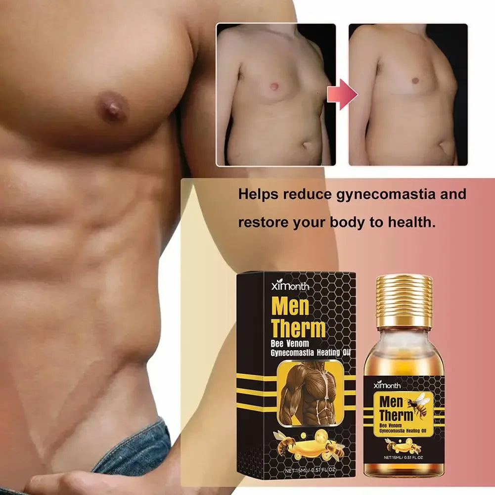 15ml Men's Bee Male Breast Warming Oil Chest Firming Massage Serum Chest Firming Oil Skin Care Pi-Mart