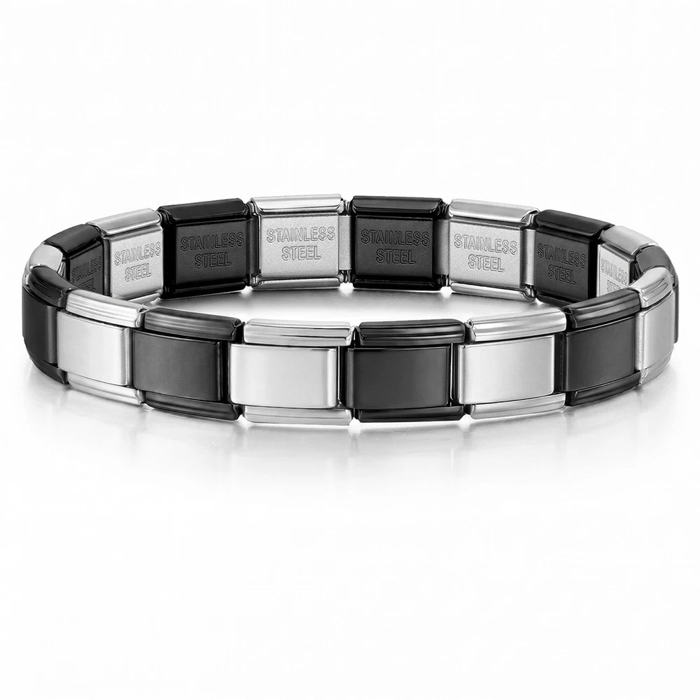 Italian Charm Link for Women Men 9mm Width Silver Gold Color Chain Stainless Steel Bracelet on Hand DIY Making Jewelry Wholesale Pi-Mart