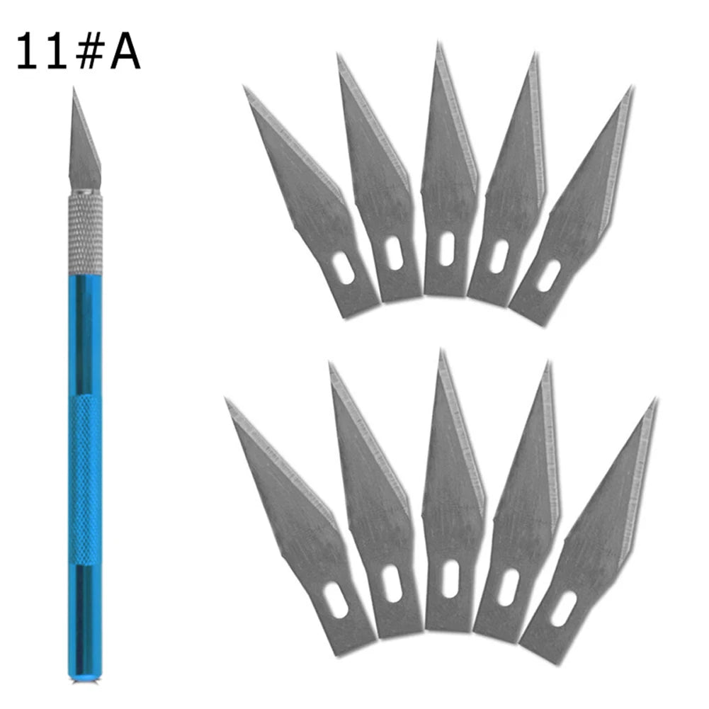 Engraving Non-Slip Metal Knife Kit + 40/10pcs #11 Blades Cutter Craft Knives for Mobile Phone PCB Repair Hand Tools Pi-Mart