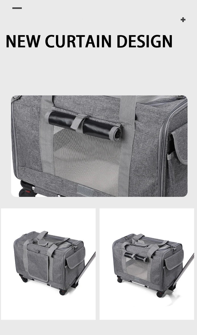 Pet Carrier with Wheels for Dogs Up To 15lbs & Cat  Airline Approved Dog Carrier Rolling Pet Carrier Foldable Pet Stroller Pi-Mart