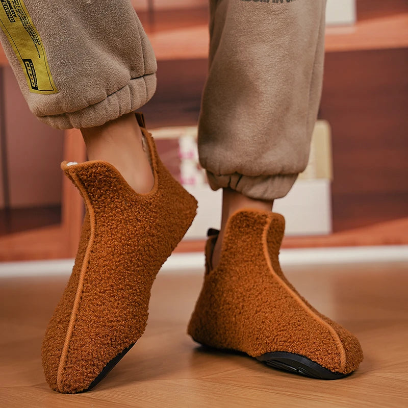 New Men Winter Slippers High Quality Light Weight Disign Shoes Fashion Women Plush Slipper Warm Slip on Casual Shoe for Couples Pi-Mart