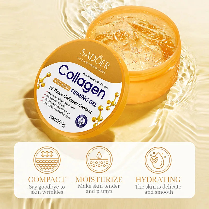 SADOER Collagen Facial Cream Face Moisturizing Gel Repair Brightening Firming Facial Creams Beauty Skin Care Products for Face Tri Light Beauty