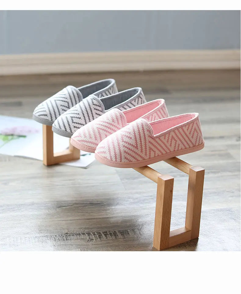 New 2026 Spring Autumn At Home Thermal Anti-Skid Slippers Women's Knitted Indoor Slippers Soft Outsole House Shoes Pi-Mart