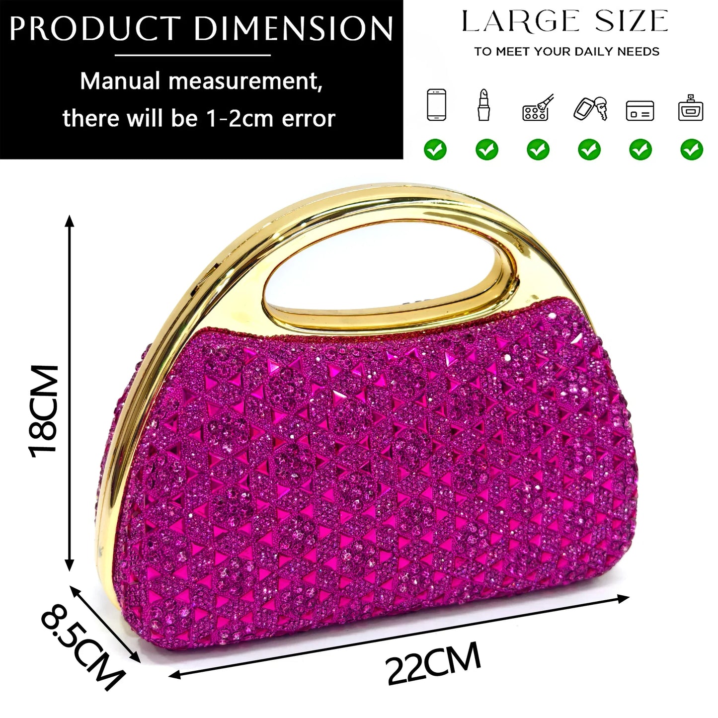 Elegant Italian Women’s Fuchsia Rhinestone Peep-Toe High Heel Sandals and Matching Bag Set – Perfect for Weddings and Parties LadyShow.Store