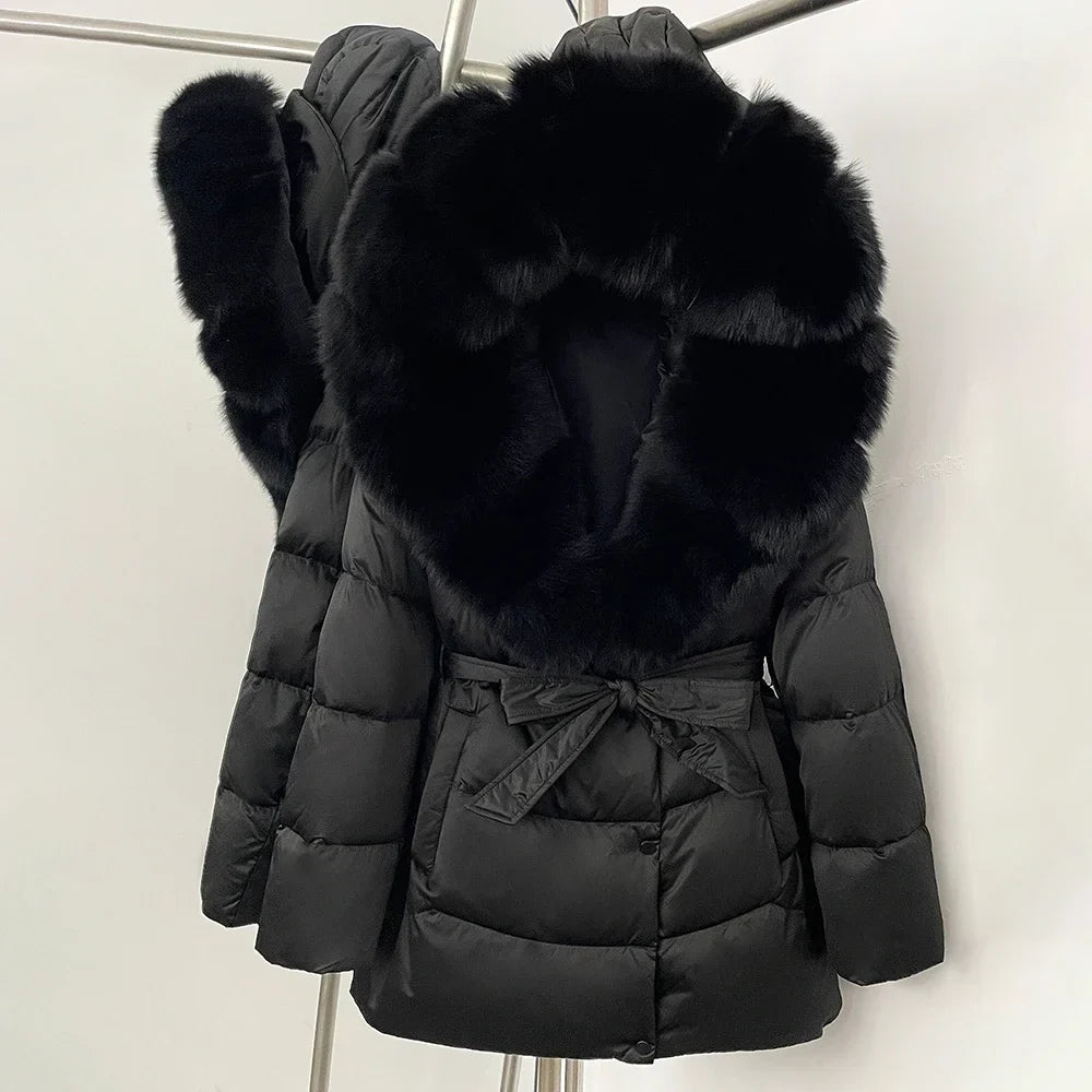 Natural Fur Collar Down Jacket Women Winter 2026 High Quality Duck Down Puffer Parka Windproof Warm Down Coat Outerwear New LadyShow.Store