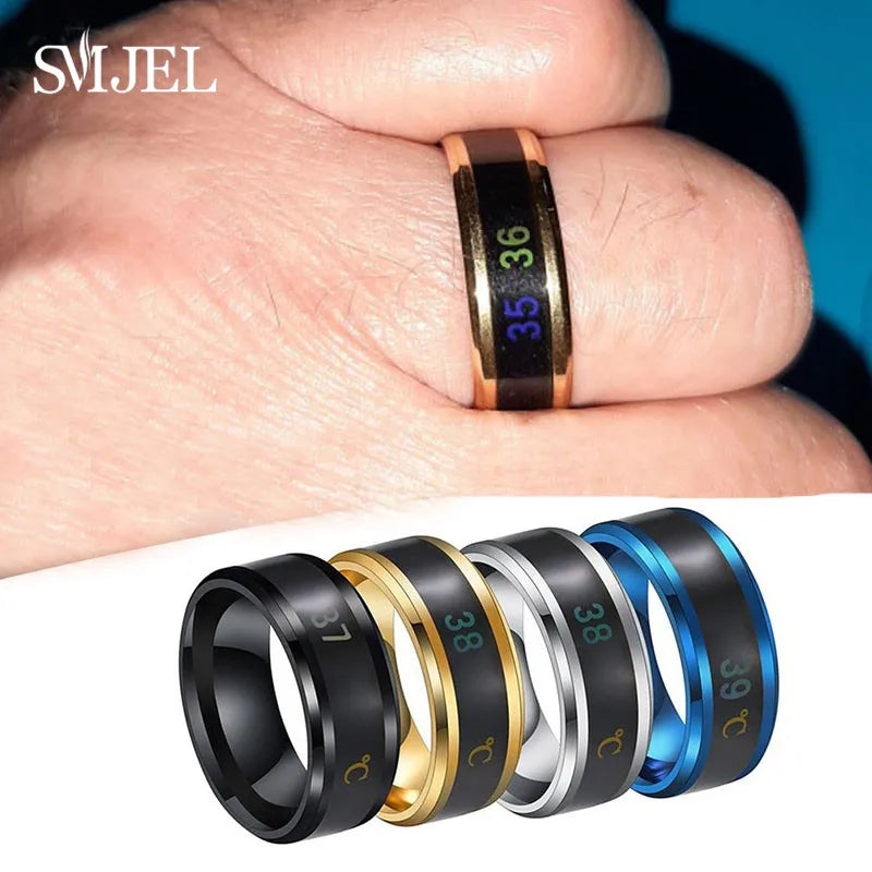 Smart Sensor Body Temperature Ring Man Women Multifunctional Stainless Steel Display Real-time Temperature Test Finger Rings Pi-Mart