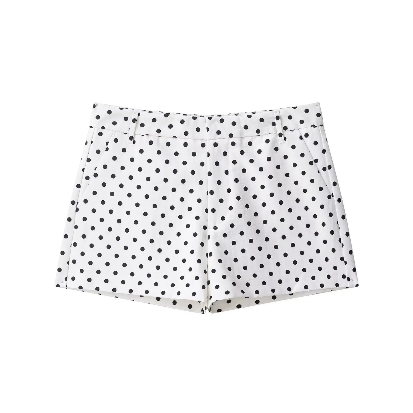 HH Fashion Women's Polka Dot Print Short Coats Autumn Long Sleeves Turtleneck Zipper With Pockets Drawstring Casual Jacket Pi-Mart