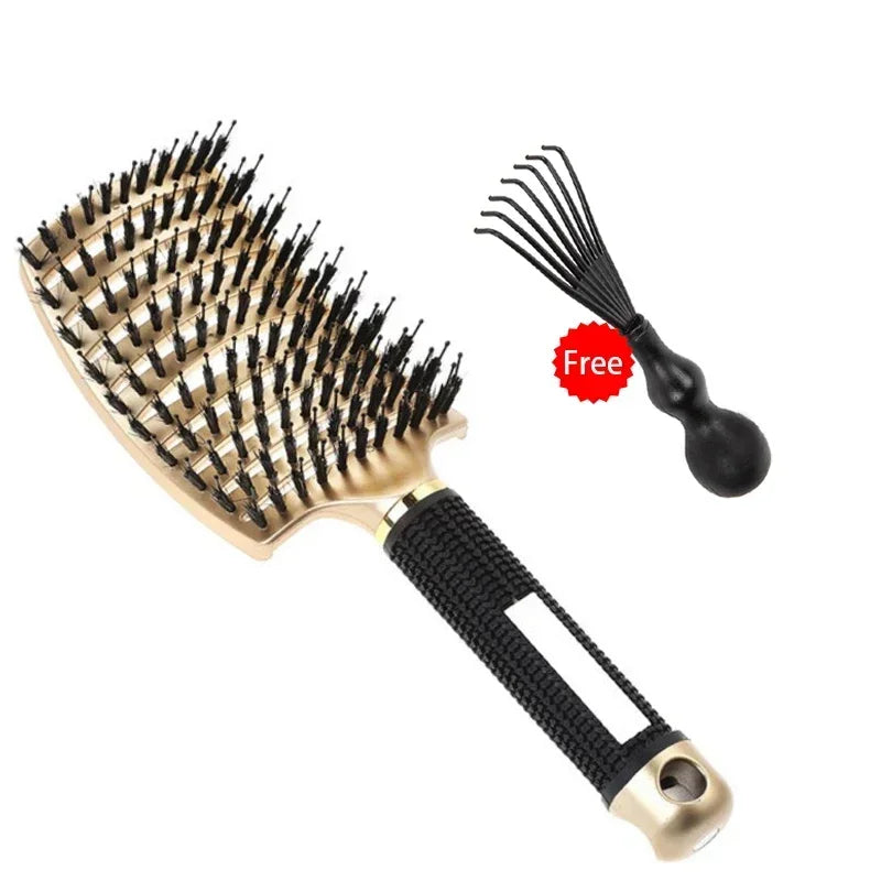 Hair Brush Exfoliating Hair Brush Bristle Women's Wet Curly Hair Comb Salon Hair Styling Tool，Special for Real Hair Wigs Pi-Mart