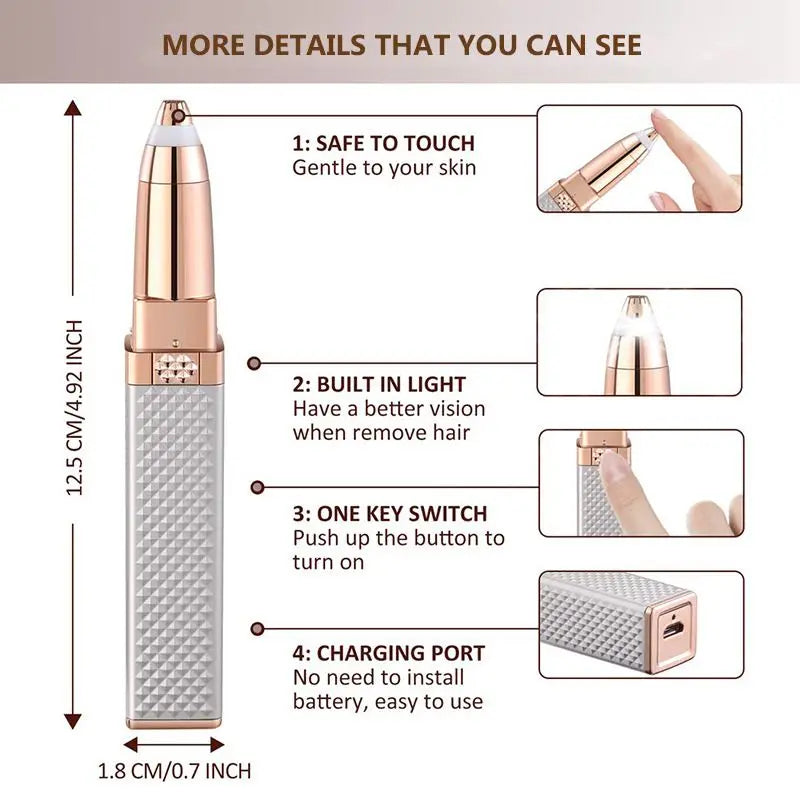 Electric Eyebrow Trimmer 2 In 1 Precise Eyebrow Trimmer Ladies' Lipstick Shaver Multifunctional Makeup Tools Beauty Products Tri Light Beauty